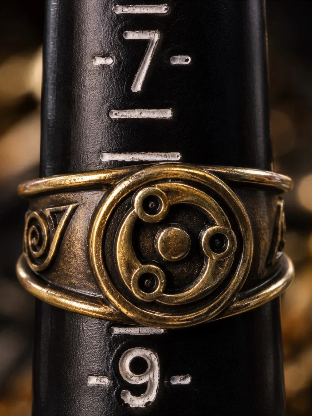 Naruto Inspired Sharingan Ring Antiqued Gold Tone